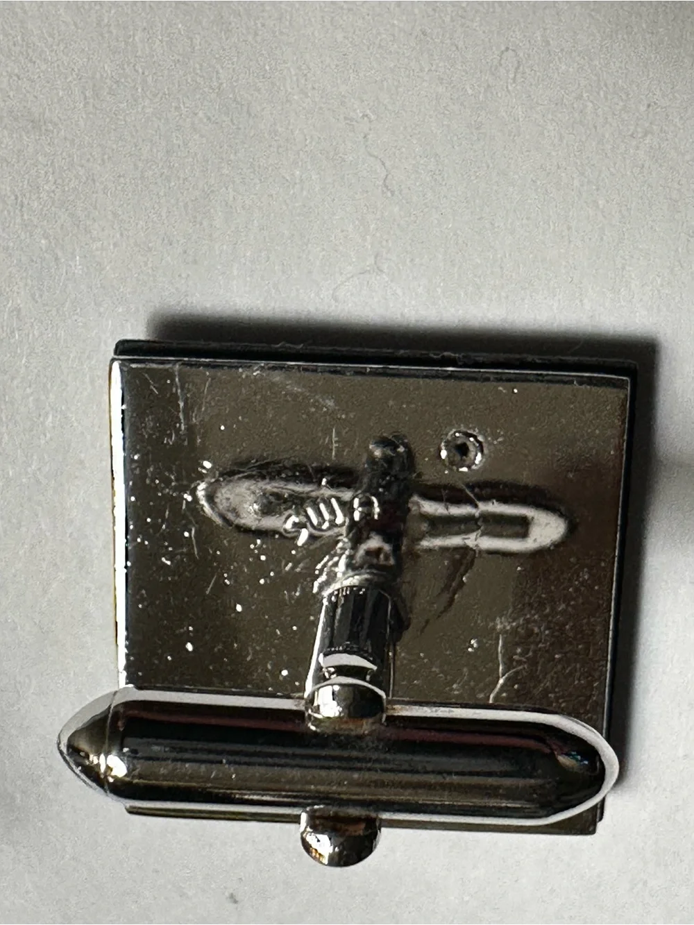 Swank Brushed Silvertone with Black Stars Cutout Square Cufflinks